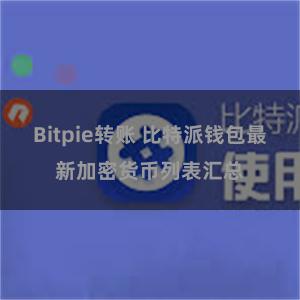 Bitpie转账 比特派钱包最新加密货币列表汇总